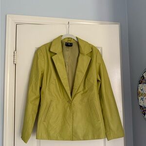 Vintage green leather blazer